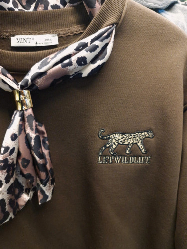 دورس زنانه اسکارف دار گلدوزی شده پلنگی ترک