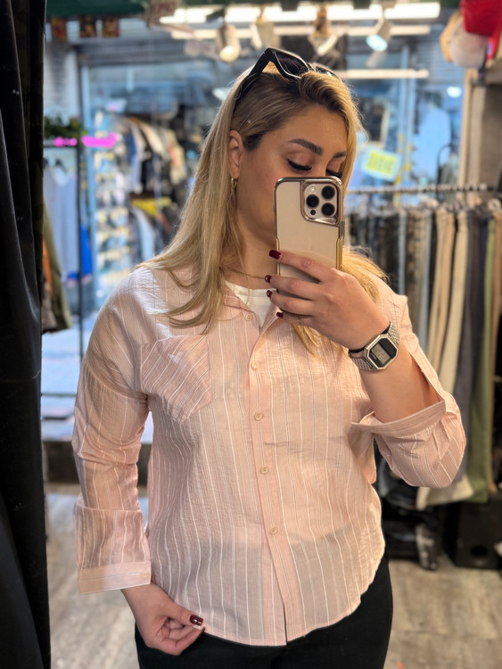 شومیز حریر شیشه ای راه راه وارداتی