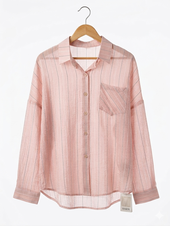 شومیز حریر شیشه ای راه راه وارداتی