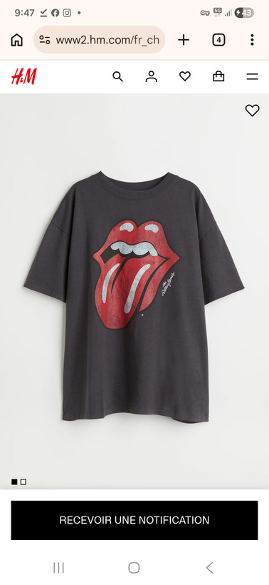 تیشرت زنانه Rolling Stones وارداتی برند H&M