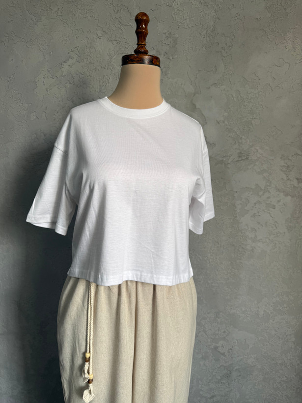 کراپ بیسیک آستین سه ربع وارداتی H&M