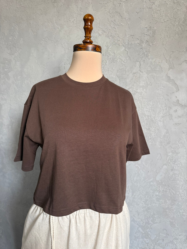 کراپ بیسیک آستین سه ربع وارداتی H&M