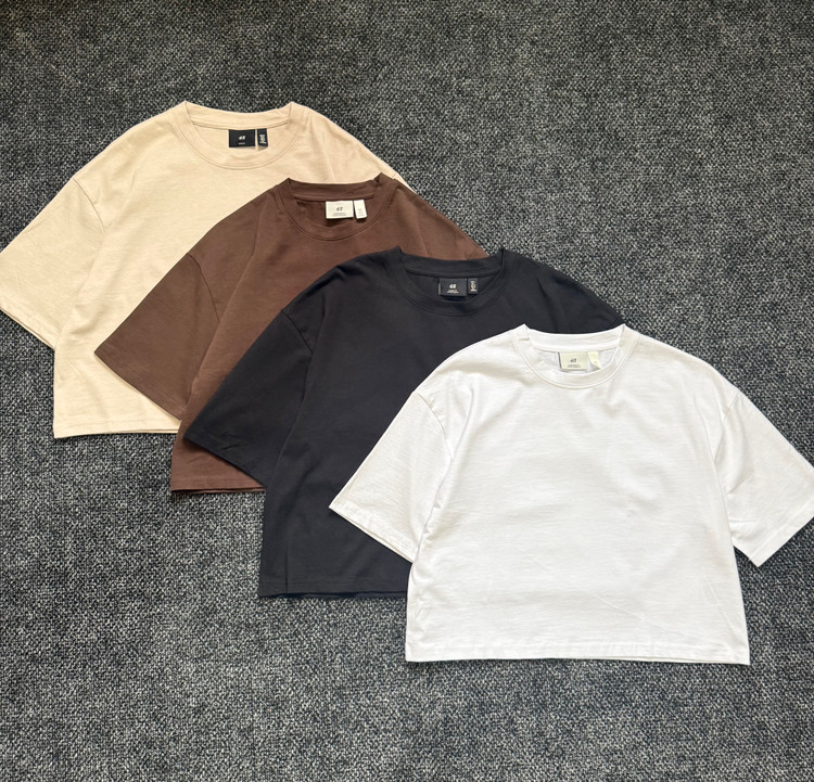 کراپ بیسیک آستین سه ربع وارداتی H&M