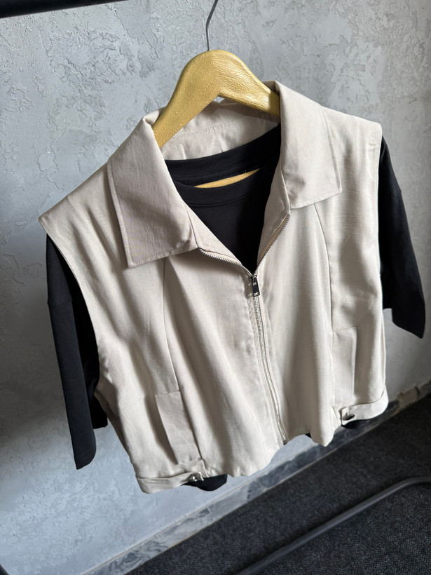 کراپ بیسیک آستین سه ربع وارداتی H&M
